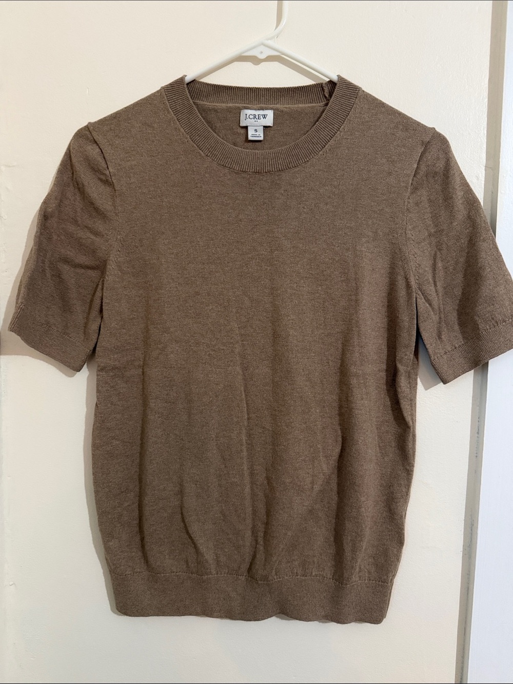 J. Crew Short Sleeve Crewneck Sweater in Brown Taupe